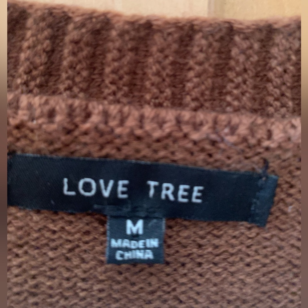 NWOT! Love Tree Chocolate Knit Cardigan Size M - Picture 5 of 11